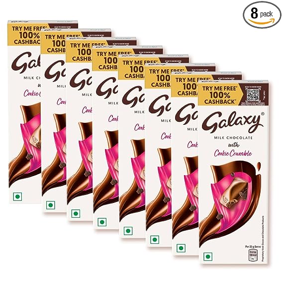 Galaxy Silky Smooth Milk Chocolate with Cookie Crumble | Loaded with The Goodness of Milk and Delicious & Crumbly Cookie Pieces | Imported Smooth Chocolate | 50 g | Pack of 8