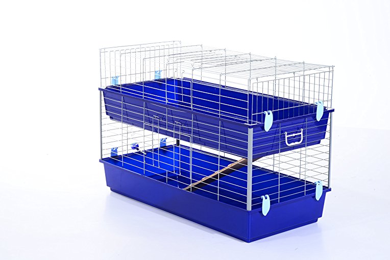 PawHut Large Double Rabbit Cage Guinea Pig Chinchilla Rat Hutch House Run Cage Box 118(L)X 79H X 58(W) cm