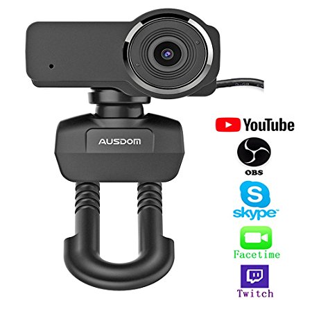 Ausdom HD Streaming Webcam, Widescreen Full HD 1080P Video Calling and Recording Web Cam with Built-in Noise Cancelling Microphone, Desktop PC or Laptop Camera for Youtube OBS Twitch Skype Facebook