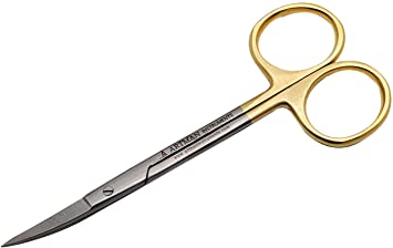 Scissors 4.5 inches Curved with Tungsten Carbide Inserts Gold Plated Handle Extra Sharp and Durable by Wise Linkers