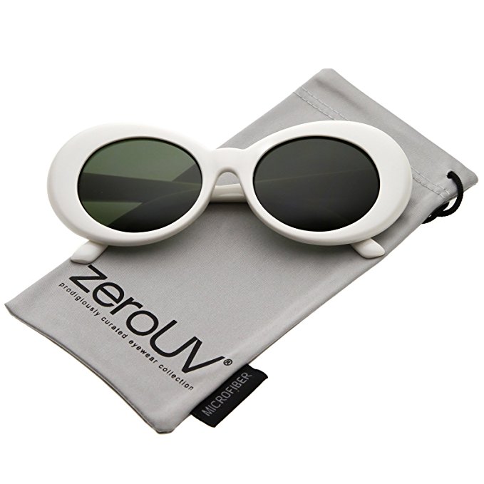 zeroUV - Bold Retro Oval Mod Thick Frame Sunglasses Clout Goggles with Round Lens 51mm