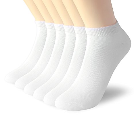 DANTENG Women's Ankle Socks, Low Cut/No Show Casual Cotton Socks - 6 Pairs (Shoe Size: 6 - 10 Sock Size: 9 - 11)