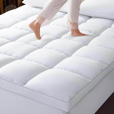SONORO KATE Mattress Topper, Extra Thick Mattress Protector, Cooling Mattress Pad Cover for Back Pain, Soft Breathable & Plush Down Alternative Filling, 8-21" Deep Deep Pocket (White, Queen(60"x80"))