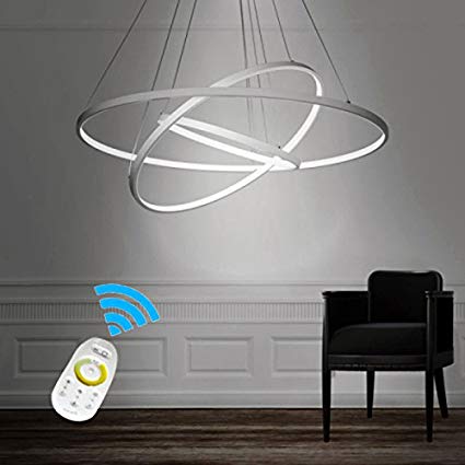 LightInTheBox Dimmable 90W Pendant Light Modern Design LED Three Rings Chandeliers White Color Voltage=110-120V With Remote Control