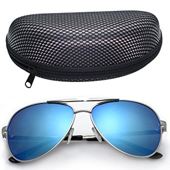 LotFancy Aviator Sunglasses for Men with Case, 61mm Lens, UV 400 Protection