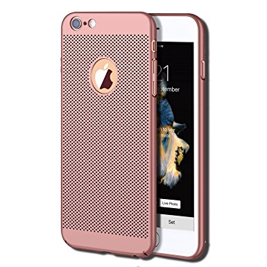 iPhone 6S Plus Case, iPhone 6 Plus Case, GOTITENI Stylish Ultra Slim Lightweight Case, Fingerprint Resistant Heat Losing Breathable Holes Snug Fit Cover for Apple iPhone 6 / 6S Plus, Rose Gold