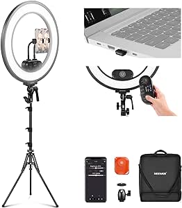 NEEWER 18 Inch Edge Lit Ring Light Kit 45W 3300lux 2900K-7000K 12 Scenes with APP 2.4G PC Mac Control Magnetic Detachable Remote Controller Stand Bag for Makeup TikTok Instagram Live Stream, RL45B