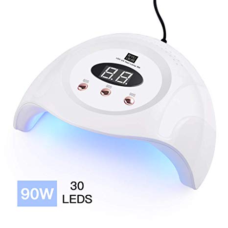 LED UV Nail Lamp –90W with 30 pcs Led Nail Lamps, Nail Dryer for Gel Nails Faster Curing Gel Polish with 30 UV Lamp Beads and Infrared Auto Sensor - Professional Curing Light