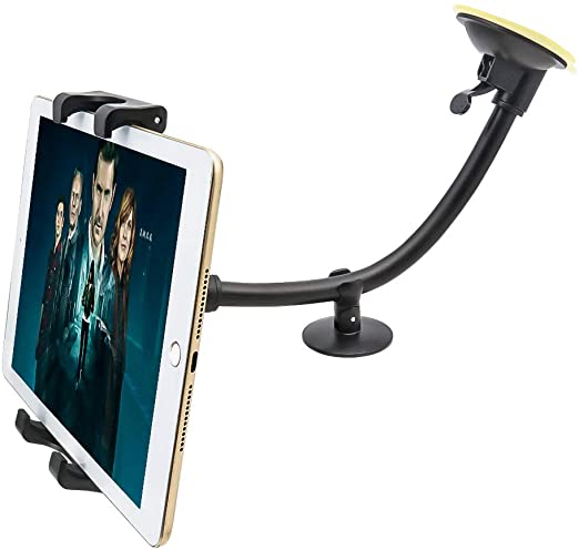 Tablet Car Windshield Holder, EXSHOW Long Arm Suction Cup Car Windshield Tablet Mount for iPad Pro 12.9 11 10.5 9.7, iPad Mini iPad Air 5 4 3, Samsung Galaxy Tabs and More 7-13" Tablets