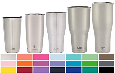 Simple Modern Pint 16oz Tumbler - Vacuum Insulated Stackable Kitchen Glass Cupholder Friendly - 475 ml Double Wall Silver 18/8 Stainless Steel - Simple Stainless