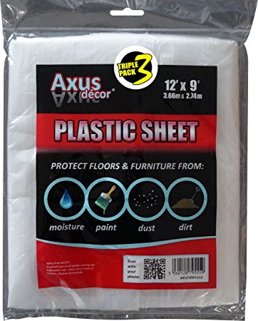 Axus Decor AXU/DSP129 Polythene Dust Sheet (Pack of 3)