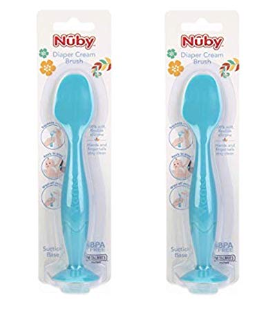 Nuby Silicone Diaper Cream Brush with Suction Base, Aqua (2 Pack)