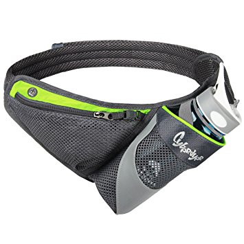 CyberDyer Running Belt Waist Pack with Water Bottle Holder for Men Women Waist Pouch Fanny Bag Reflective Fits iPhone 6/7 Plus