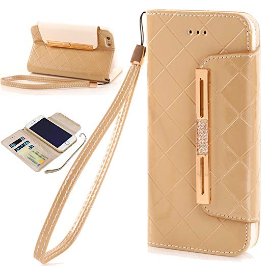 iPhone 6s, iPhone 6s Case,iPhone 6s Phone Case,Candywe Accessories iPhone 6S [Gold] [Card Slots] PU [Flip] Leather Case Cover with Strap for iPhone 6S 4.7"(2015)/iPhone 6 (2014)