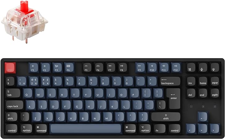 Keychron K8 Pro QMK/VIA Custom Wireless Mechanical Keyboard, Hot-Swappable Aluminum Frame TKL ISO-UK-Layout Programmable Keyboard RGB Backlit, Gateron G Pro Red Switch for Mac Windows Linux