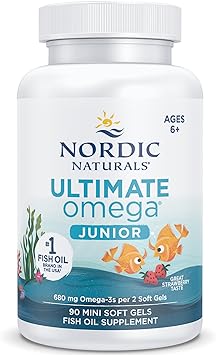 Nordic Naturals, Ultimate Omega-3 JR, 680mg Omega-3, for Children, Strawberry Flavour, with EPA and DHA, 90 Softgels, Lab-Tested, Soy Free, Gluten Free, Non-GMO