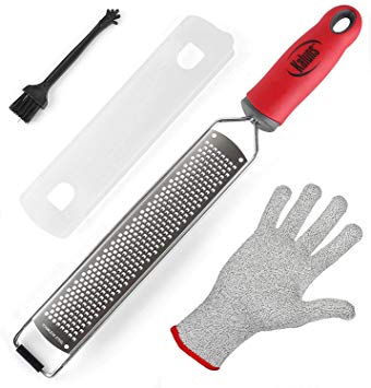 Zester & Cheese Grater - Lemon Zester - Parmesan Cheese, Citrus Fruits, Lemon&Lime, Cinnamon, Nutmeg, Ginger, Garlic, Coconut, Chocolate, Vegetables - Razor Sharp Stainless Steel Blade, Rust Free