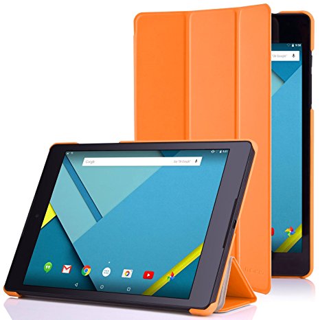 MoKo Google Nexus 9 Case - Slim Lightweight Smart-shell Stand Cover Case with Rubberized back for Google Nexus 9 8.9 inch Volantis Flounder Android 5.0 Lollipop tablet by HTC, ORANGE