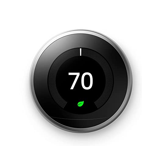 Google Nest Learning Thermostat - Programmable Smart Thermostat for Home - 3rd Generation Nest Thermostat - Compatible with Alexa - Stainless Steel-Renewed