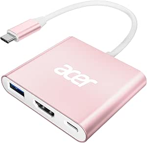 Acer USB C to HDMI Multiport Adapter, 3 in 1 USB C Hub with USB 3.0 Data Port, 4K HDMI Port & PD Max 100W Charging for USB C Phones, Tablets, iPad Pro, Surface, Laptops, Switch, Dell XPS and More