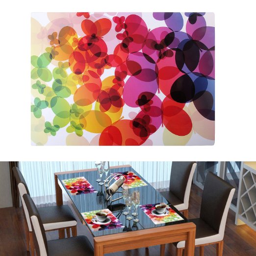 Placemats, Dealgadgets Set of 4 Unique Design Art Painting Waterproof Washable Plastic Vinyl Table Mats(400mm*290mm) (Colorful)