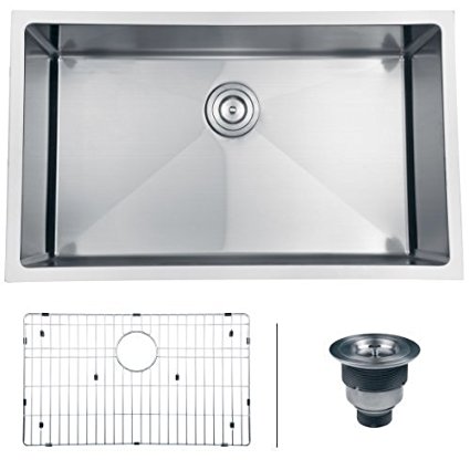 Ruvati RVH7300 Undermount 16 Gauge 30" Kitchen Sink Single Bowl, Stainless Steel