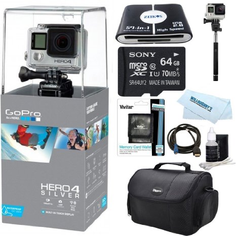 GoPro Hero 4 Waterproof 4K Action Camera Kit (Silver)