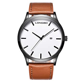 Gets Men Classic Watches Leather Strap Simple Dial Date Calendar Analogue Display Wrist Watch