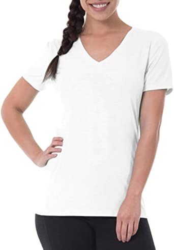 Athletic Works Women's Core Active V-Neck Workout T-Shirt (X-Small, Arctic White)