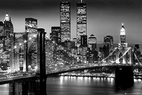 Brooklyn Bridge 36x24 Black and White Photo - Suspension Bridge - East River 24x36 Poster