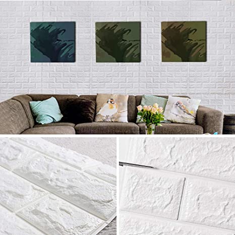 Brick Wallpaper-Masione 3D Wall Panels Peel and Stick Self-Adhesive Real Bricks Effect Wallpapers for Kids Room Bathroom Living Room TV Walls Sofa Background 58.13 sq.ft 10 Packs