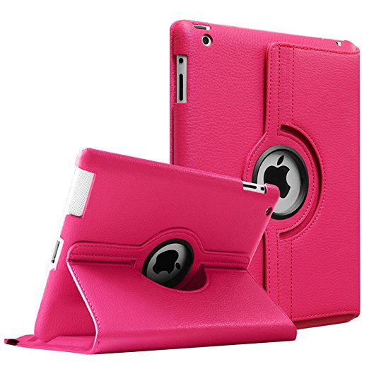 Fintie Apple iPad 2/3/4 Case - 360 Degree Rotating Stand Smart Case Cover for iPad with Retina Display (iPad 4th Generation), the new iPad 3 & iPad 2 (Automatic Wake/Sleep Feature) - Magenta