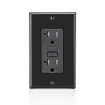 Leviton GFTR2-E SmarTest Self-Test SmartlockPro Slim GFCI Tamper-Resistant Receptacle with LED Indicator, 20-Amp, Black