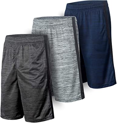 Essential Elements 3 Pack: Mens Quick Dry Active Performance Athletic Cationic Basketball Shorts with Pockets