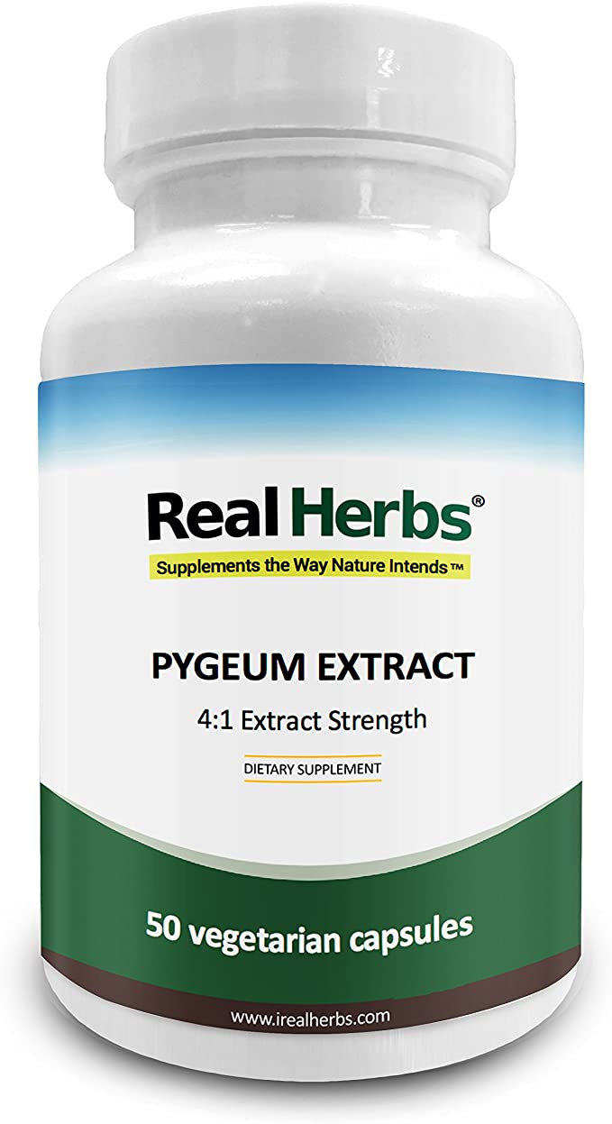 Real Herbs Pygeum Bark Extract with 4 :1 Extract Strength - Supports Urinary Tract Health - 50 Vegetarian Capsules