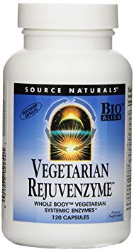 Source Naturals Vegetarian RejuvenZyme, Whole Body Vegetarian Systemic Enzymes, 120 Capsules