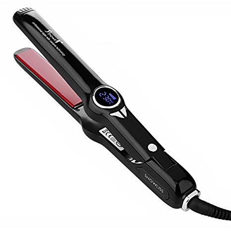 Sminiker Showliss MCH Fast Heat Flat Iron Ionic With LCD Display Hair Straightener Ceramic Temperature Adjustable From 180℃-230℃ in 30 Seconds(Black)