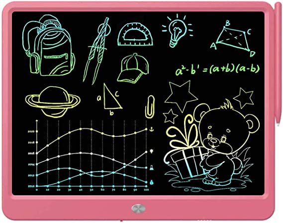 LCD Writing Tablet, Extra large 15 Inch, Colorful, Erasable Electronic Digital Drawing Pad Doodle Board, Gift for Kids Adults Home School Office (Pink)
