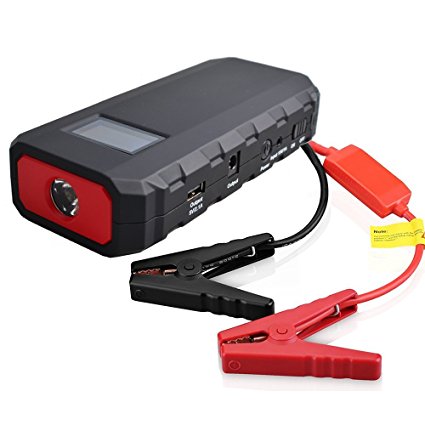 Maxesla Portable Multi-Function Car Jump Starter with 400A Peak Current 14000mAh Rechargeable Mobile Power Bank with USB Charging Ports & DC Output Emergency Power Source Built-In LED Flashlight Come with Smart Clamp Cable Compact External Battery Charger for Cellphone Tablet Laptop and more