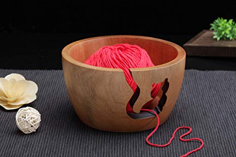 LIFYFUN Cat Wood Yarn Bowl | Knitting Bowl | Crochet Bowl | Knitter Bowl | Yarn Holder (6.3" x 6.3" x 4")