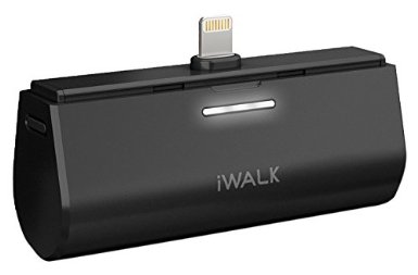 iWALK Link Me® 3000mAH Rechargeable Docking Case Friendly Backup Battery for Apple iPhone 6 6 Plus 5s 5c 5 iPad and iPods and all devices with Lightning port - Black