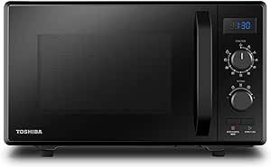 Toshiba Four à micro-ondes 900 W 23 L MW2-AG23P (BK) avec Fonction Grill 1050 W, 8 Menus Automatiques, Fonction ECO, Plateau Tournant avec Mémoire de Position, Noir