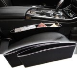 Mini-Factory 2 X Car Seat Side Slit Pocket Catcher Organizer Fills Gaps between the Seats with Removable Silver Rim Black