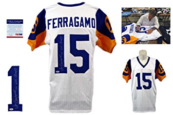 Vince Ferragamo Signed Jersey PSA/DNA - LA Rams Autographed - White