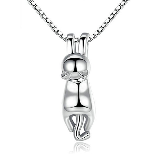 Joyfulshine 925 Sterling Silver Cute Cat Pendant Necklace Jewelry for Womens Girls
