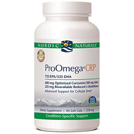 Nordic Naturals ProOmega CRP, 735 EPA, 525 DHA, Fish Oil, 600 Curcumin, 225 L-Gluathinone, 300 NAC, Advanced Support for Cellular Stress 90 Soft Gels