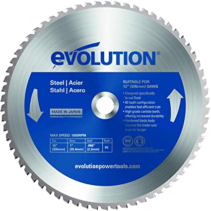 Evolution Power Tools 12BLADEST Steel Cutting Saw Blade, 12-Inch x 60-Tooth