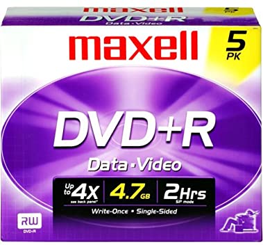 Maxell 639002 634032 DVD R 4.7GB DVD Recordable Disc, 5-Pack