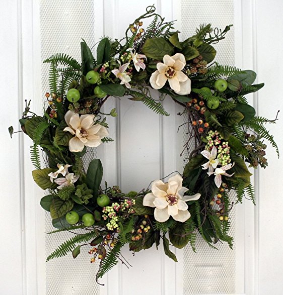 Southern Hospitality Berry And Magnolia Wreath Silk Flower Wreath
