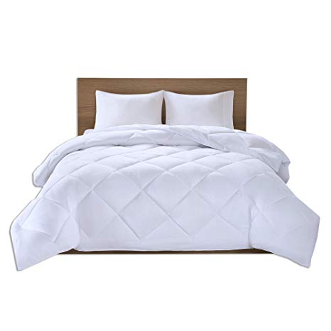 Comfort Spaces - Plush MicaX Cooling Fiber Filled Down Alernative Comforter - Duvet Insert - Full/Queen - White, Box Stitches - Moisture Wicking, Temperature Regulating, Hypoallergenic - All Season